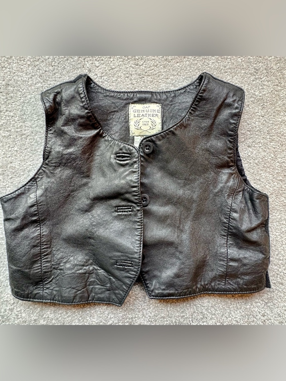 GAP Black Genuine Leather Vest - Kids XS
